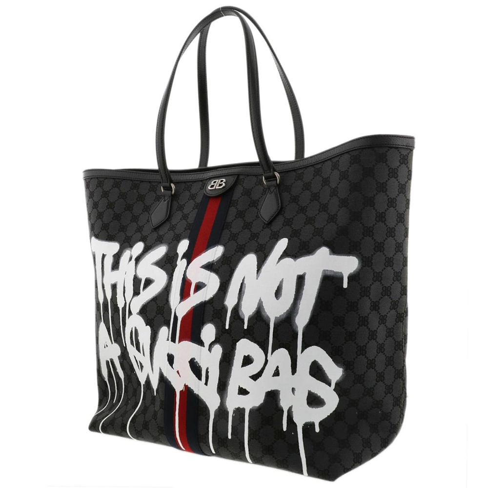 Balenciaga of Tote Canvas Graffiti Hacker Limited Navy Bag Edition Blue